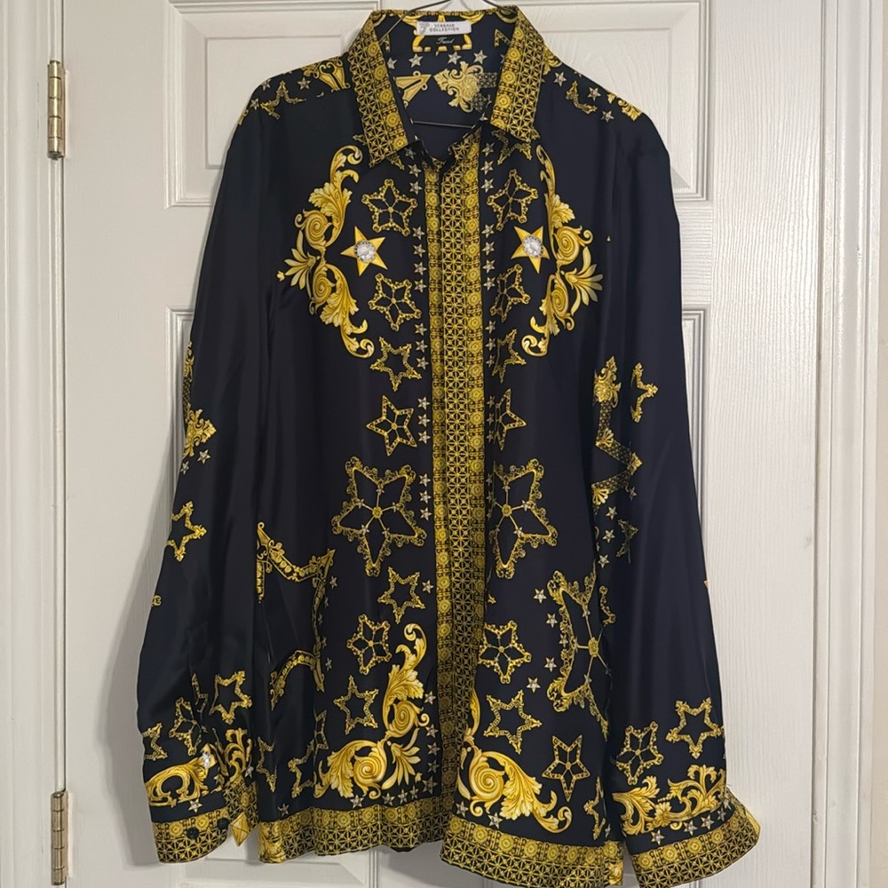 Mens Versace Collection Trend Silk Star Button Up Size 16/41
